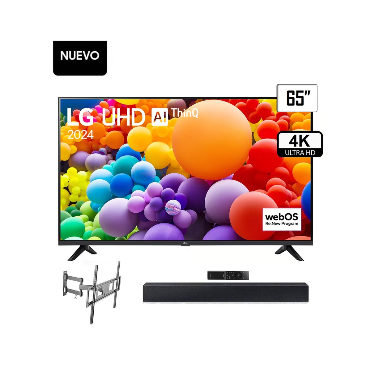 LG - TELEVISOR LG 65 4K SMART TV UHD 65UT7300 + RACK + SOUNDBAR