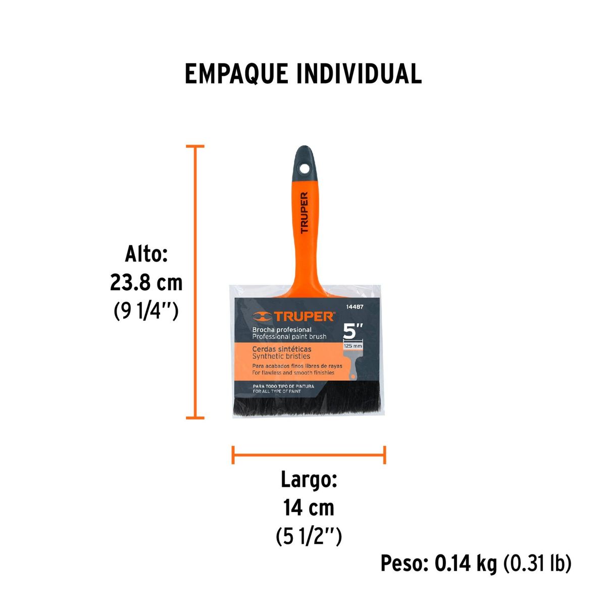 TRUPER - Brocha 5 pulgadas para fino acabado TRUPER