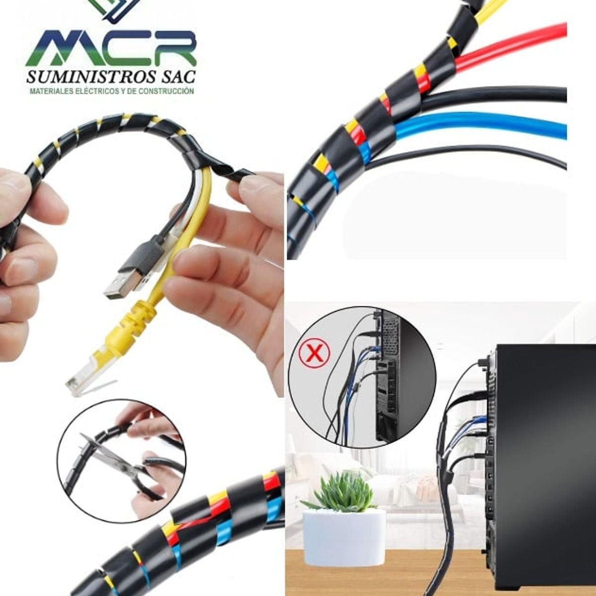 GENERICO - ESPIRAL PROTECTOR DE CABLE 19MM CON 10M DE LARGO NEGRO