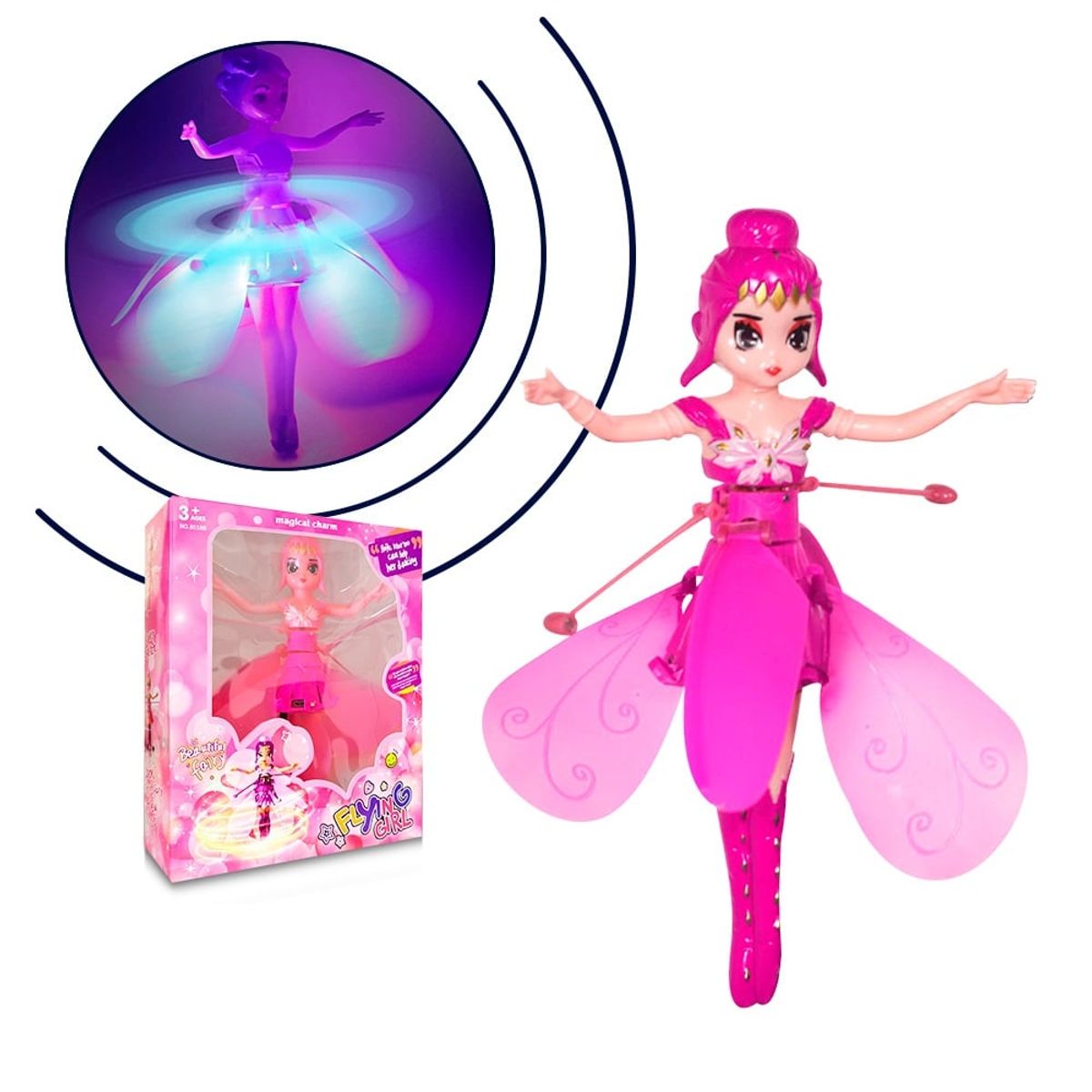 GENERICO - Hadas voladoras con sensor muñecas de juguete Rosa