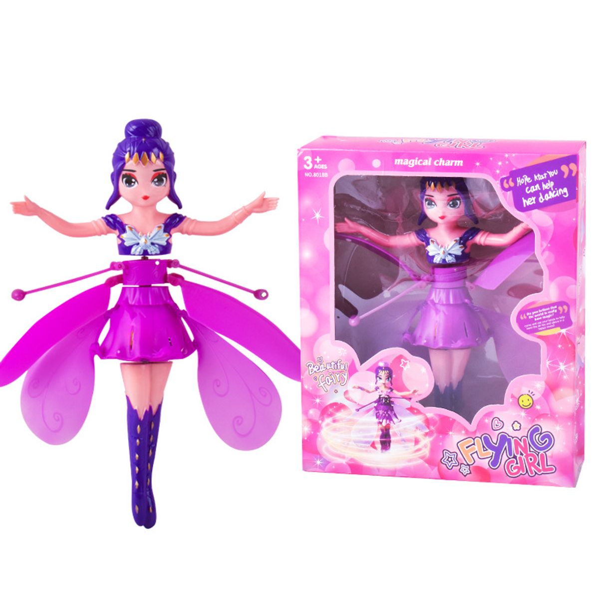 GENERICO - Hadas voladoras con sensor muñecas de juguete Morado