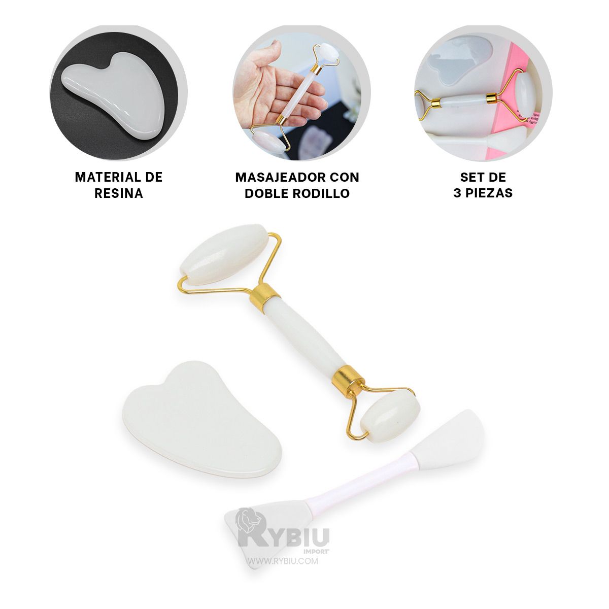 GENERICO - Kit Masajeador Facial en Tono Blanco Y+Gift Stickers_123