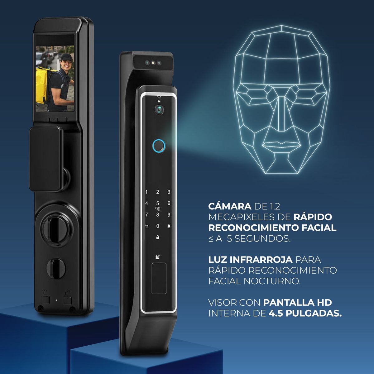 FUERTECO - Cerradura digital con reconocimiento facial WIFI ONIX + Asesoría de Instalación