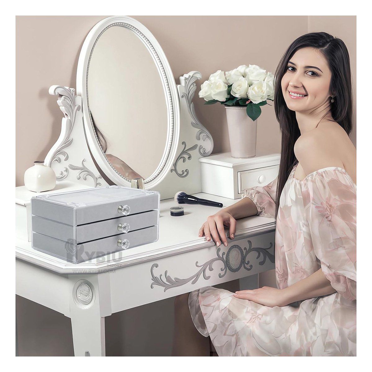 GENERICO - Caja Joyero de 3 Decorativo en Plomo Y+Banderitas Adhesivas