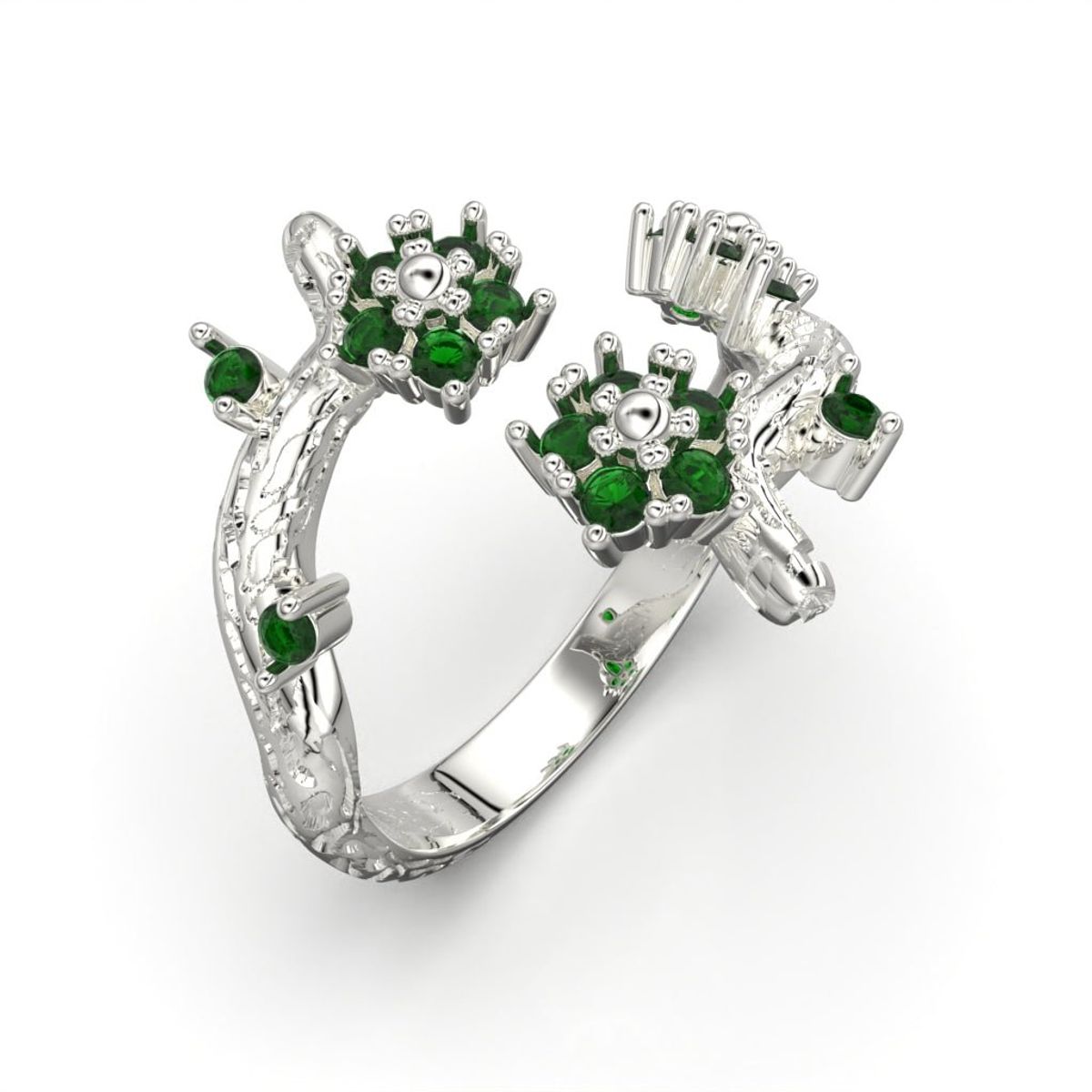 LUYA JOYERÍA - Anillo de flor y ramas con corte circular