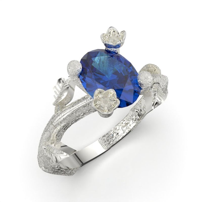 LUYA JOYERÍA - Anillo de hojas con piedra central