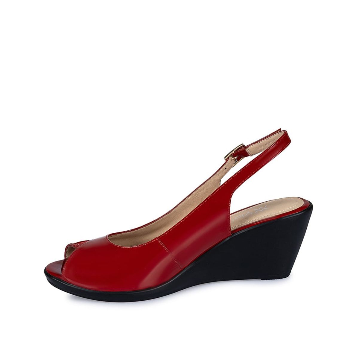 VIALE - Sandalia Peep Toe Casual LINDA-2406 Rojo Viale Cuero