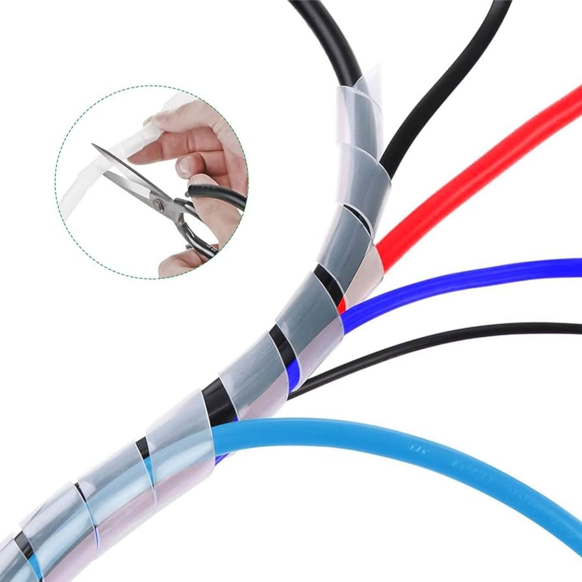 GENERICO - ESPIRAL PROTECTOR DE CABLE 24MM CON 10M DE LARGO BLANCO