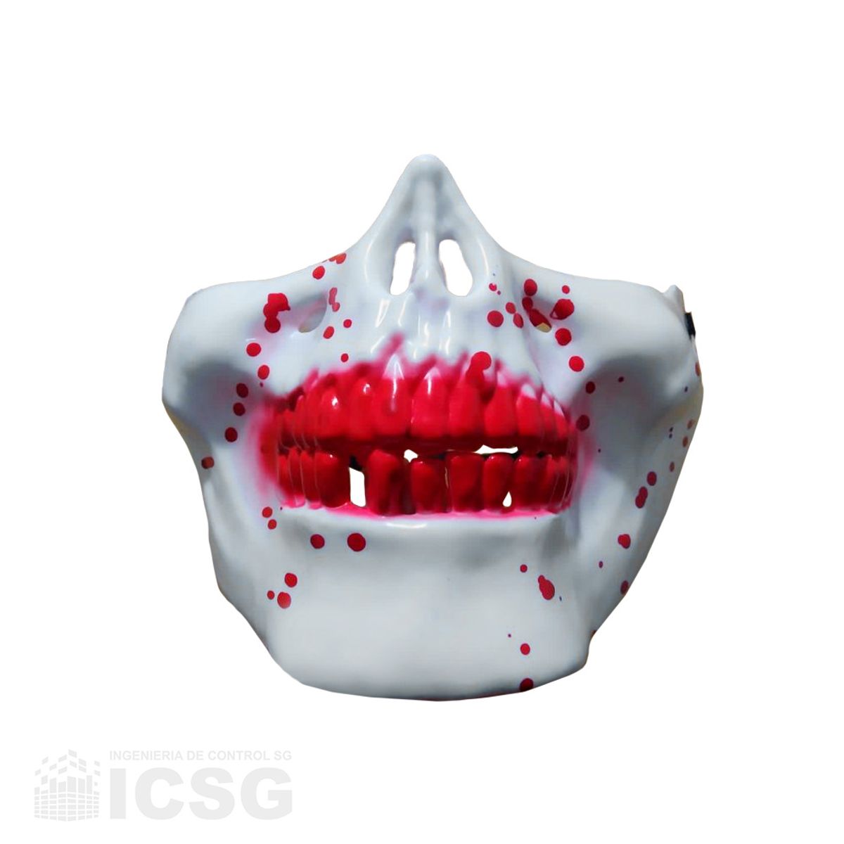 GENERICO - Máscara Media Cara Blanco Cosplay Halloween con Accesorio