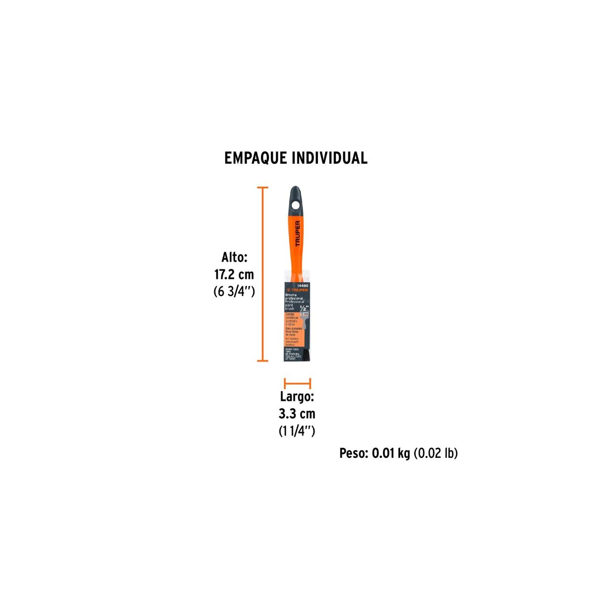TRUPER - Brocha 0.5 pulgadas para fino acabado TRUPER