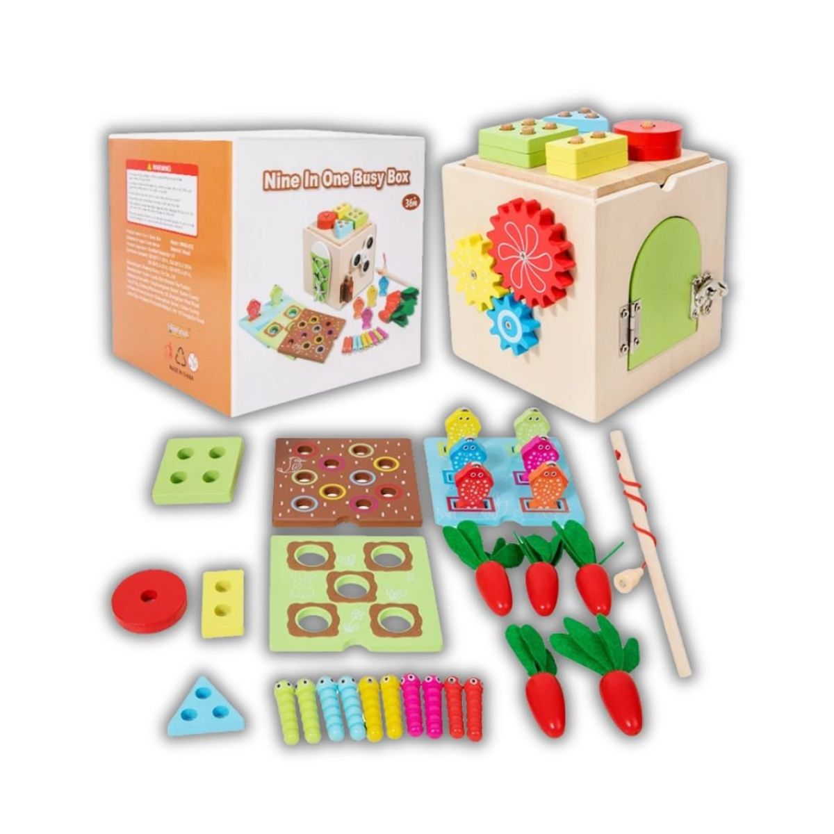 GENERICO - Cubo Educativo De Madera Montessori 9 En 1