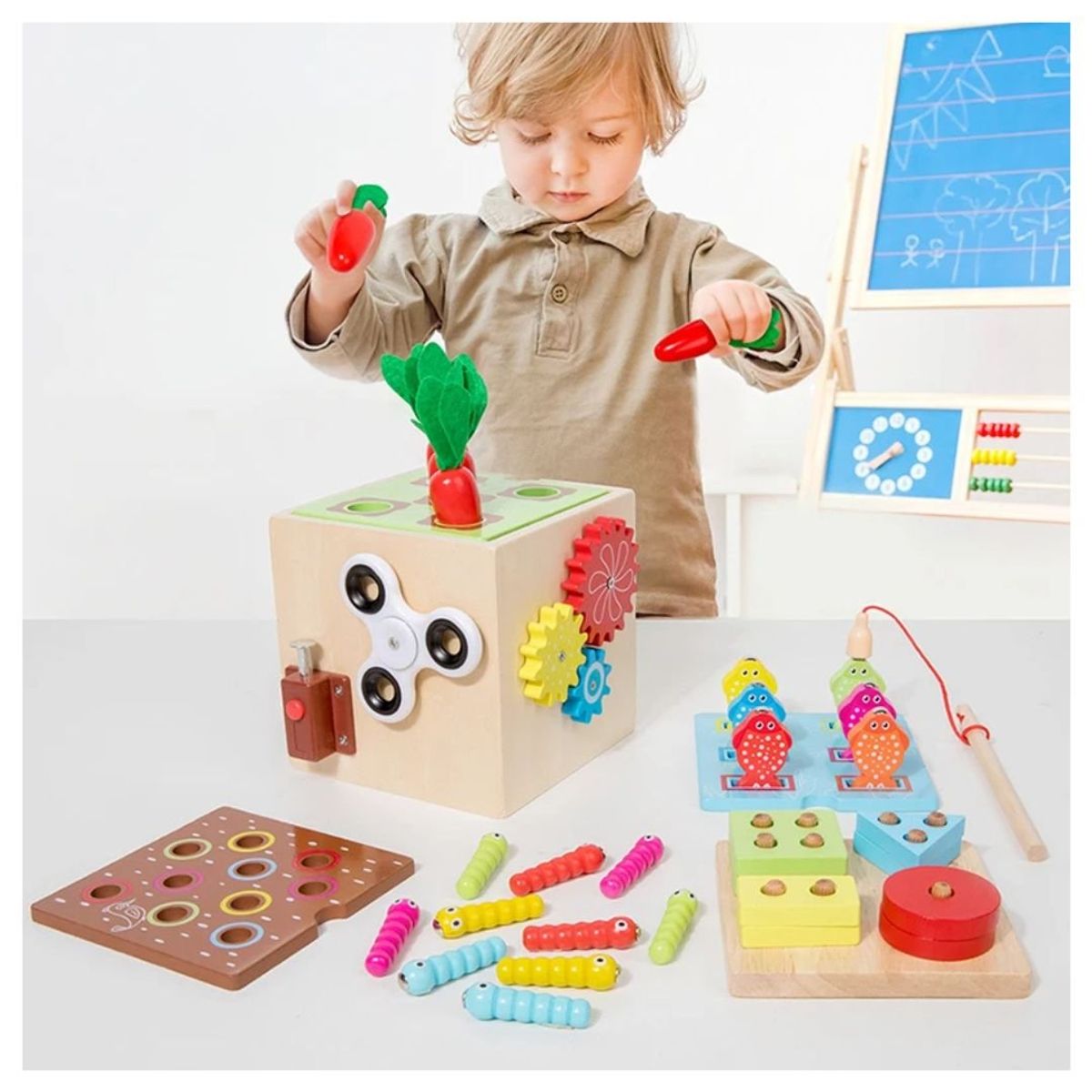 GENERICO - Cubo Educativo De Madera Montessori 9 En 1