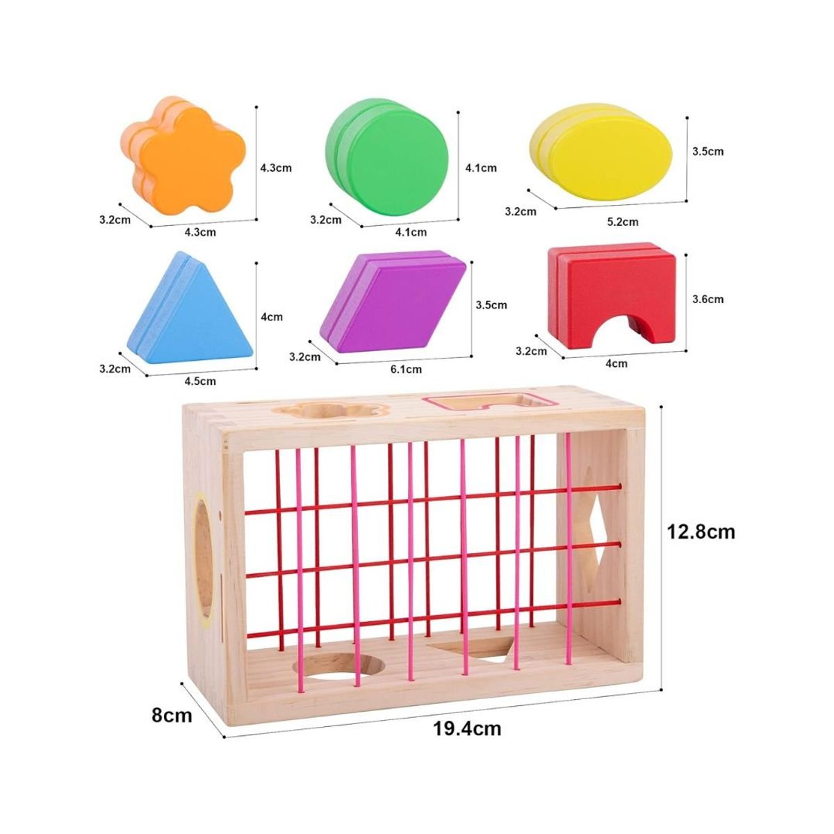 GENERICO - Caja Didáctica De Ligas Y Encajable De Madera Para Bebes