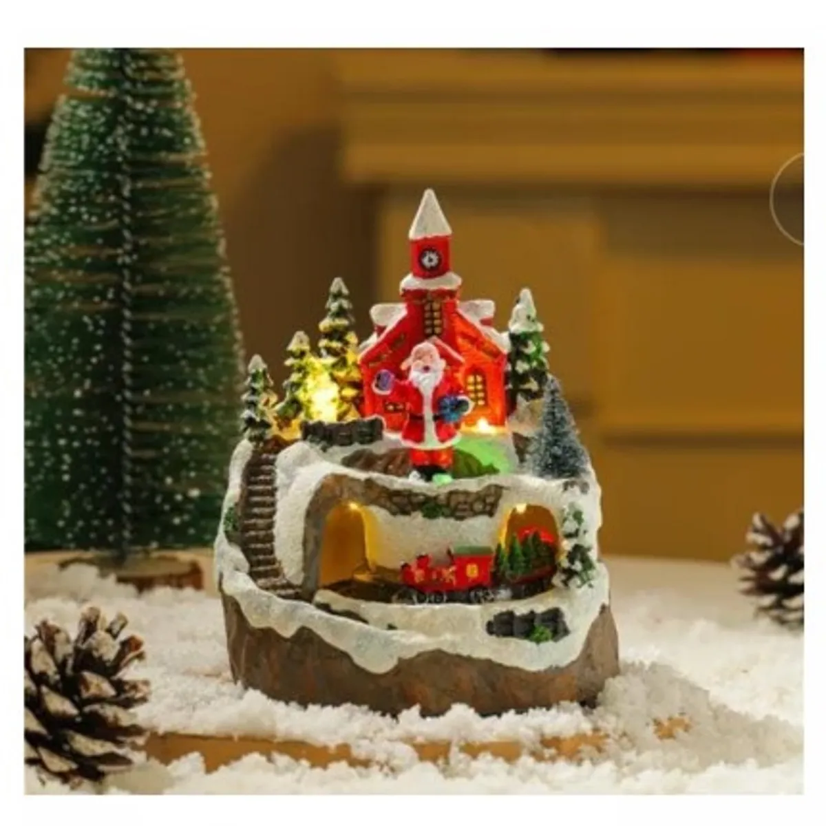 GENERICO - VILLA NAVIDEÑA CON LUCES Y TRENCITO A PILAS Y CONECTOR USB