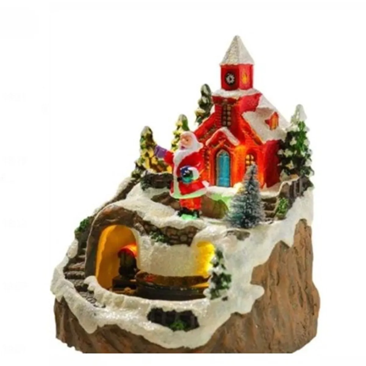 GENERICO - VILLA NAVIDEÑA CON LUCES Y TRENCITO A PILAS Y CONECTOR USB