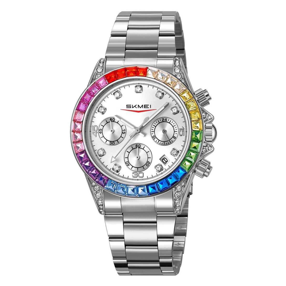 SKMEI - Reloj Skmei 2352 Plateado bordes Multicolor Cronómetro