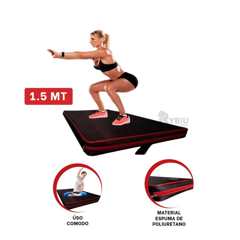 GENERICO - Colchon Comodo para Gym en L Negro y Rojo Y+Ligas de Regalo