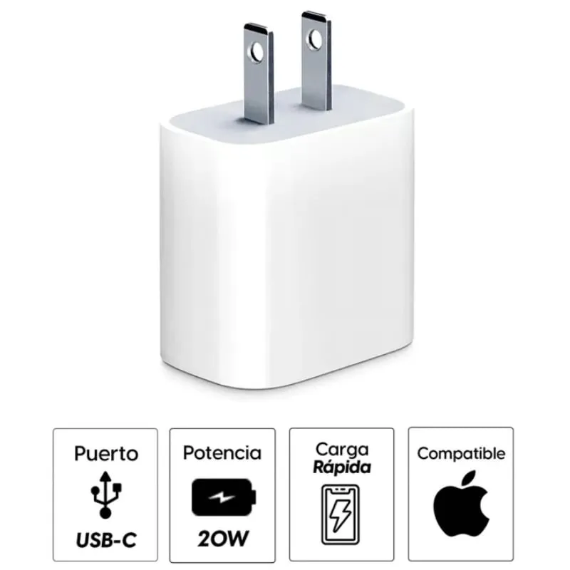 GENERICO - CARGADOR IPHONE 20W CUBO NUEVO - CAJA