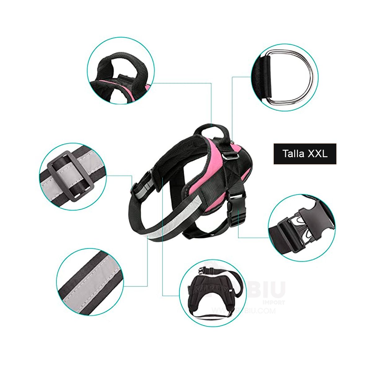 RYBIU IMPORT - Pechera de Mascota Facil Uso XXL en Rosado Y+Regalo Agendita