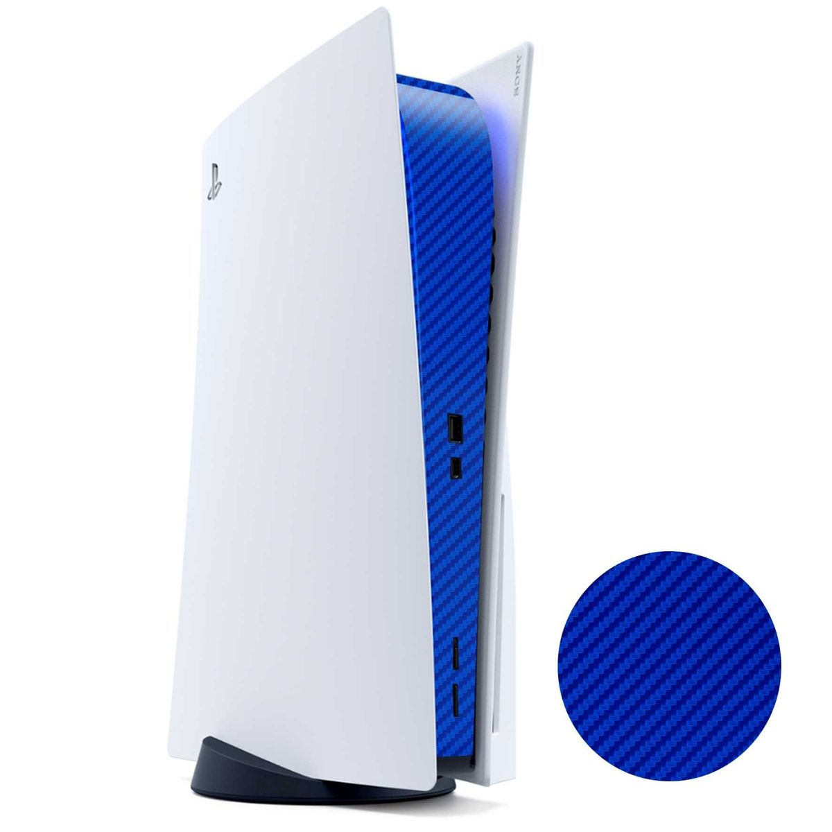 GENERICO - Skin Adhesivo Fibra carbono azul para central de PS5