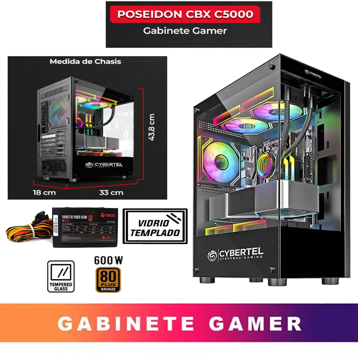 CYBERCOOL - Computadora Pc Intel Core i7 3770  Monitor 24 fhd' RAM 16 GB SSD 500 Tvideo 08