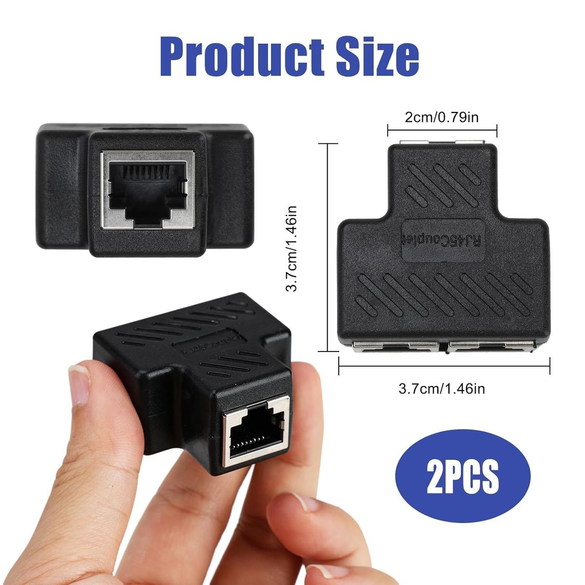 GENERICO - EMPALME DE RED RJ45 2 EN 1 CAT 6 DE METAL