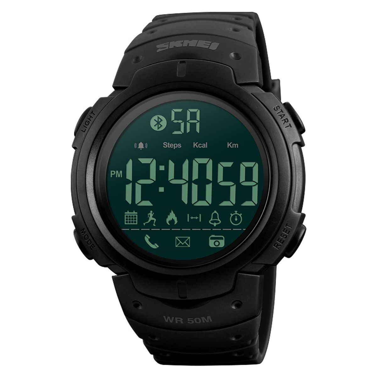 SKMEI - Reloj Skmei 1301 Smartwatch Podómetro Bluetooth Negro Correa Silicona