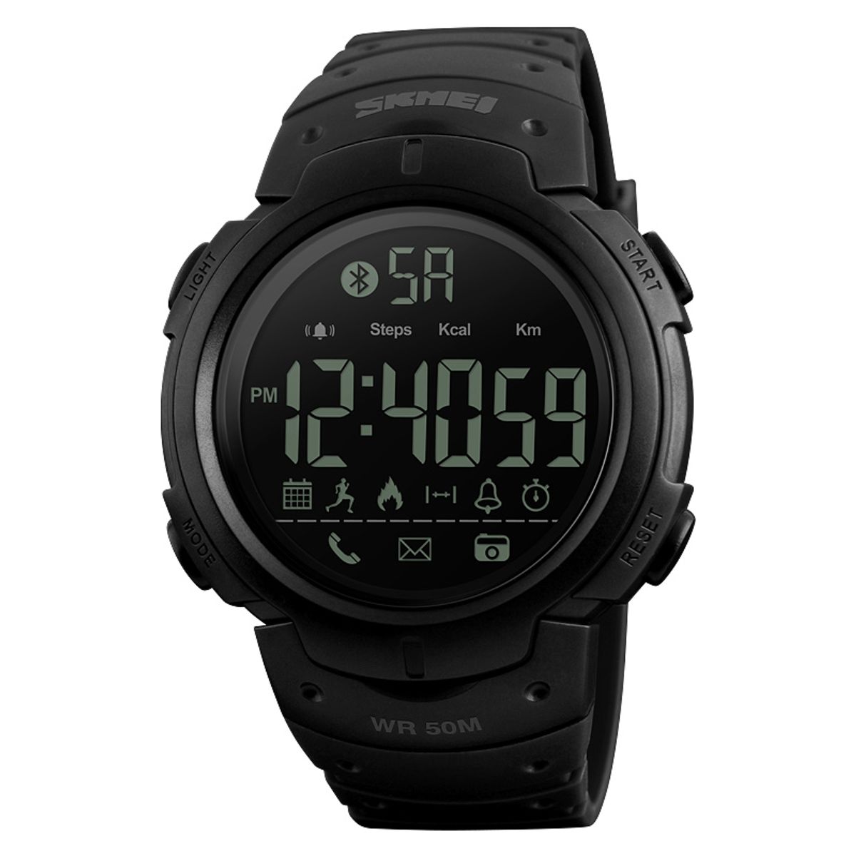 SKMEI - Reloj Skmei 1301 Smartwatch Podómetro Bluetooth Negro Correa Silicona
