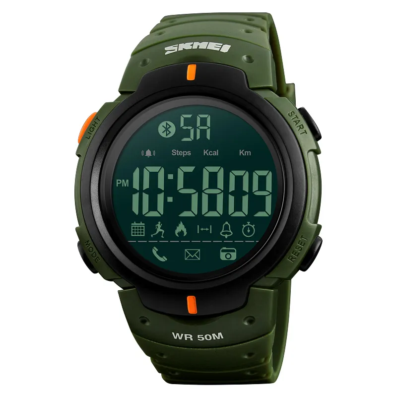 SKMEI - Reloj Skmei 1301 Smartwatch Podómetro Bluetooth Verde Correa Silicona_.