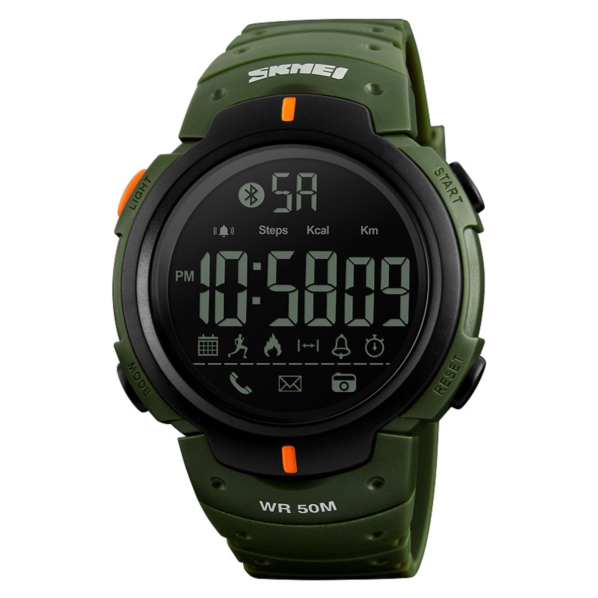 SKMEI - Reloj Skmei 1301 Smartwatch Podómetro Bluetooth Verde Correa Silicona_.