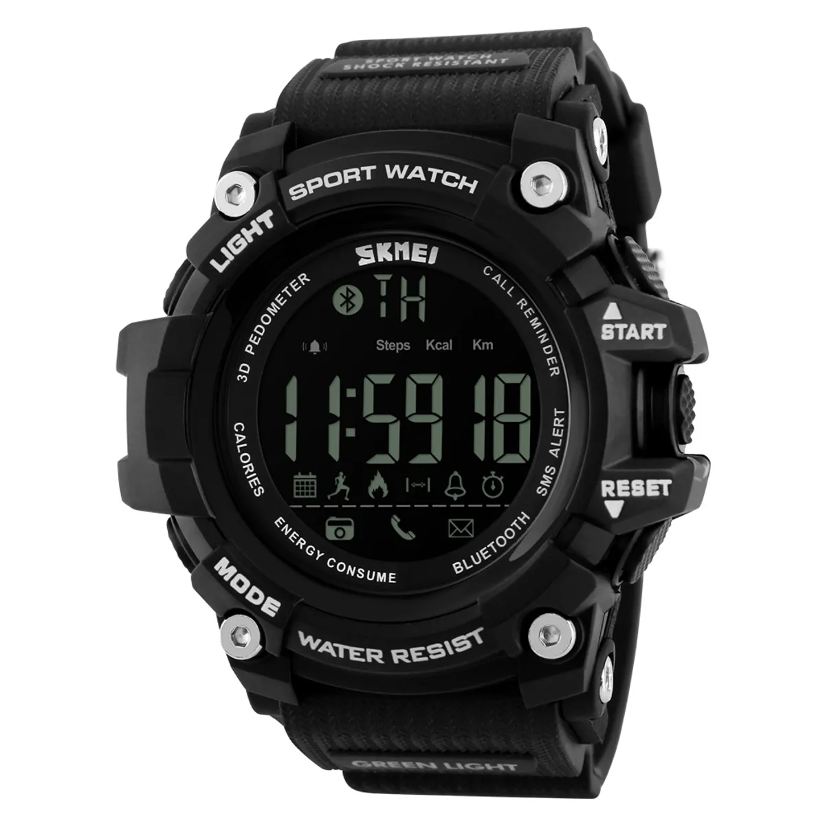 Skmei - Reloj Skmei 1227 Smartwatch Podómetro Bluetooth Negro Correa Silicona