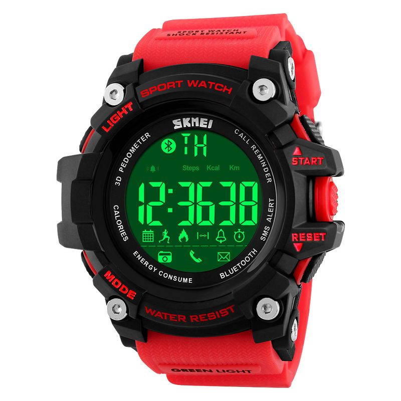 SKMEI - Reloj Skmei 1227 Smartwatch Podómetro Bluetooth Rojo Correa Silicona_.