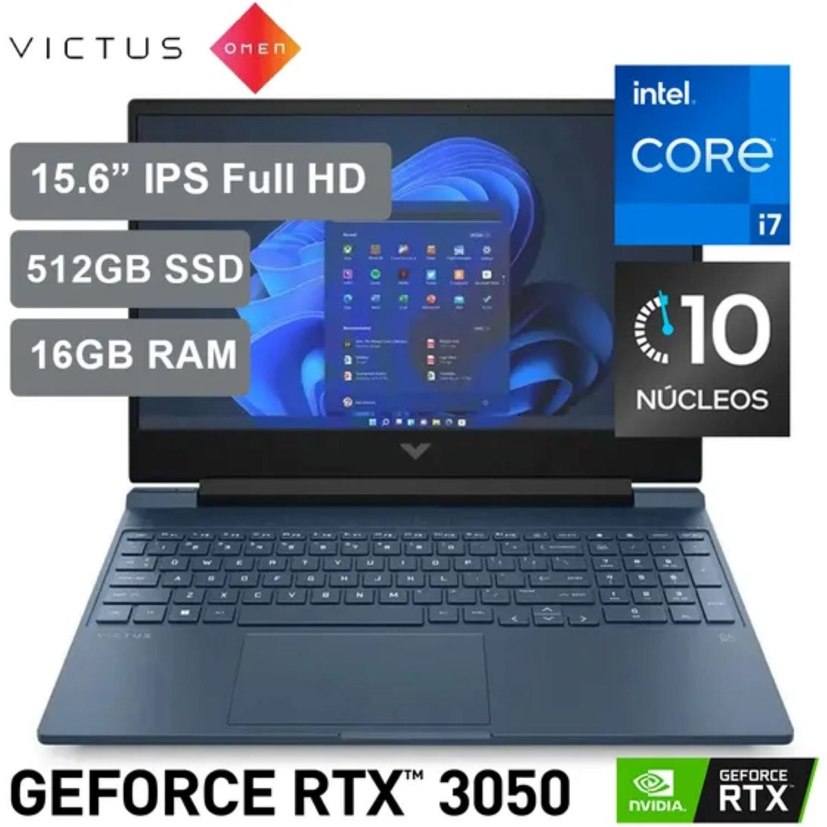 HP - Laptop HP 15-fa0007la Core I7 12650H 16gb 512gb ssd 15.6 FHD 4G Video RTX 3050 Window 11