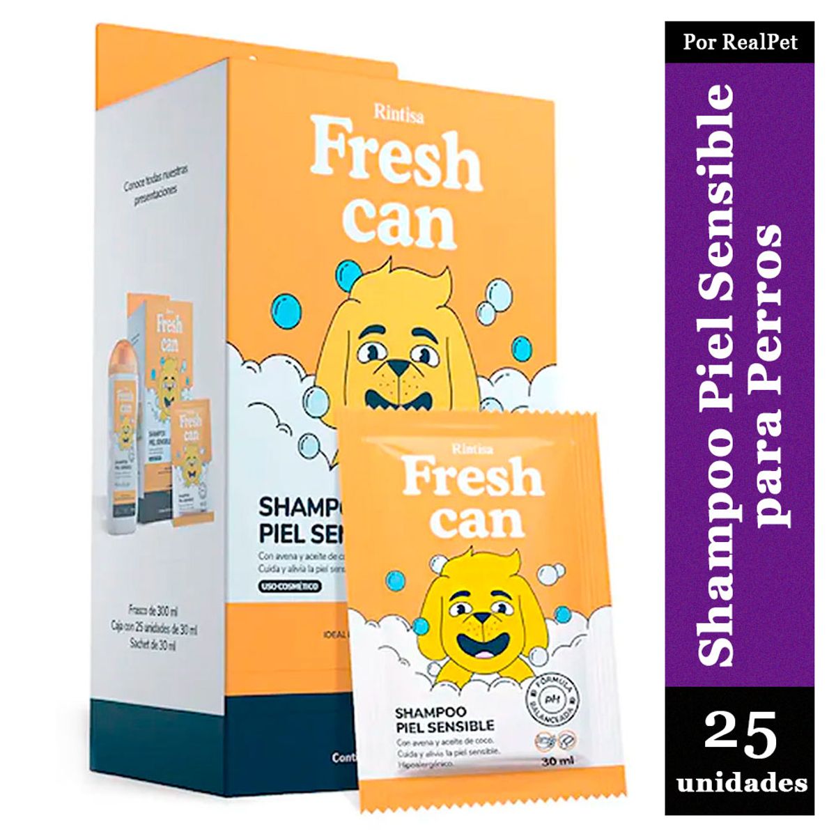 GENERICO - Shampoo para Perros Fresh Can Piel Sensible 25 unid 750 ml