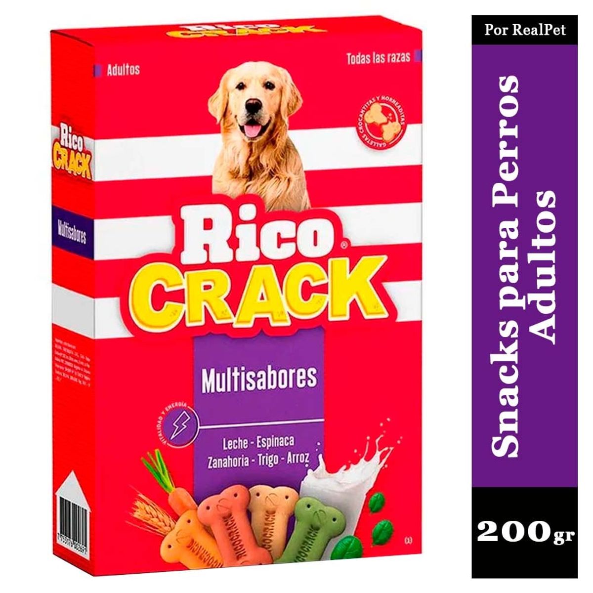 GENERICO - Snack para Perros Adultos Ricocrack Multisabores 200 gr