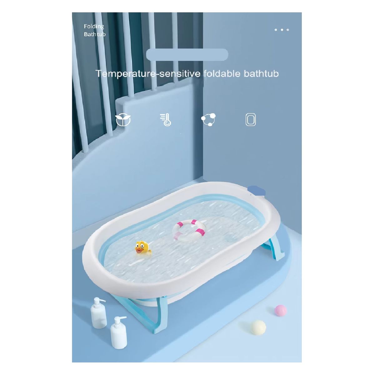 OEM - BAÑERA PLEGABLE PARA BEBE COLOR CELESTE