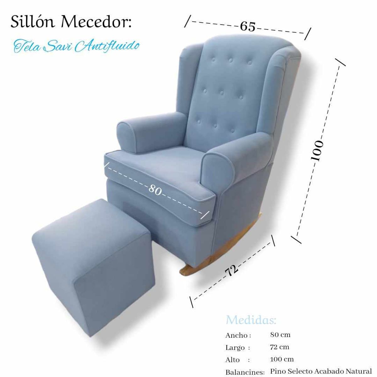 NO LOGO - Mecedora de Lactancia Antifluido Mod Percha color Celeste