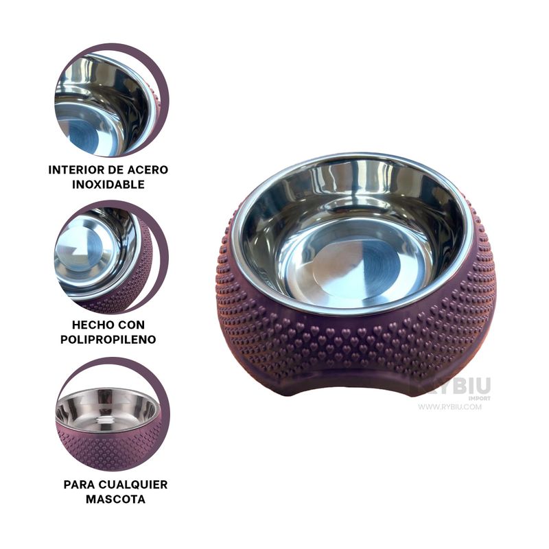 GENERICO - Tazon Desmontable para Mascotas Purpura Y+Ligas de Regalo
