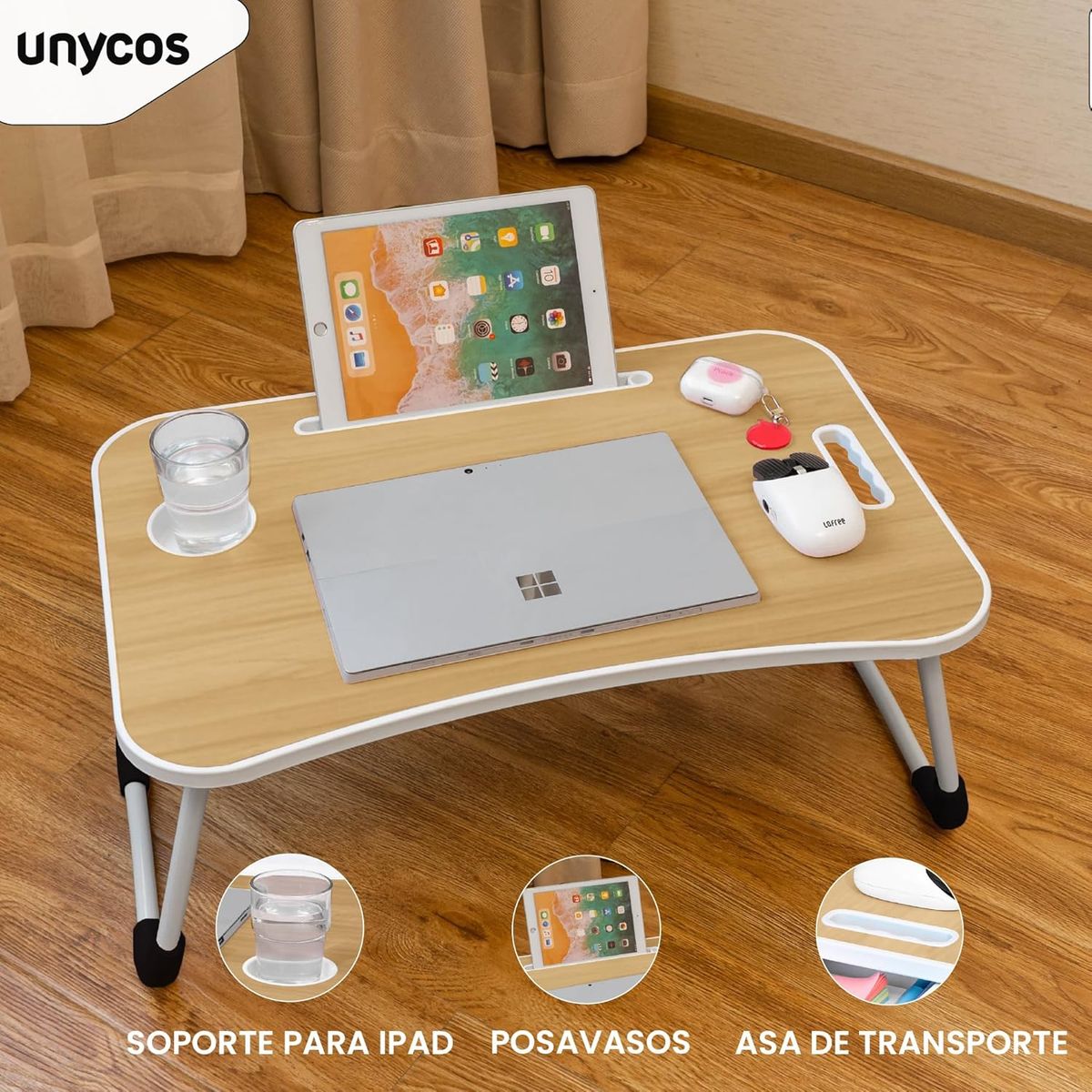 GENERICO - Mesa Multifuncional Portátil Bandeja Ergonómica Plegable Posavasos