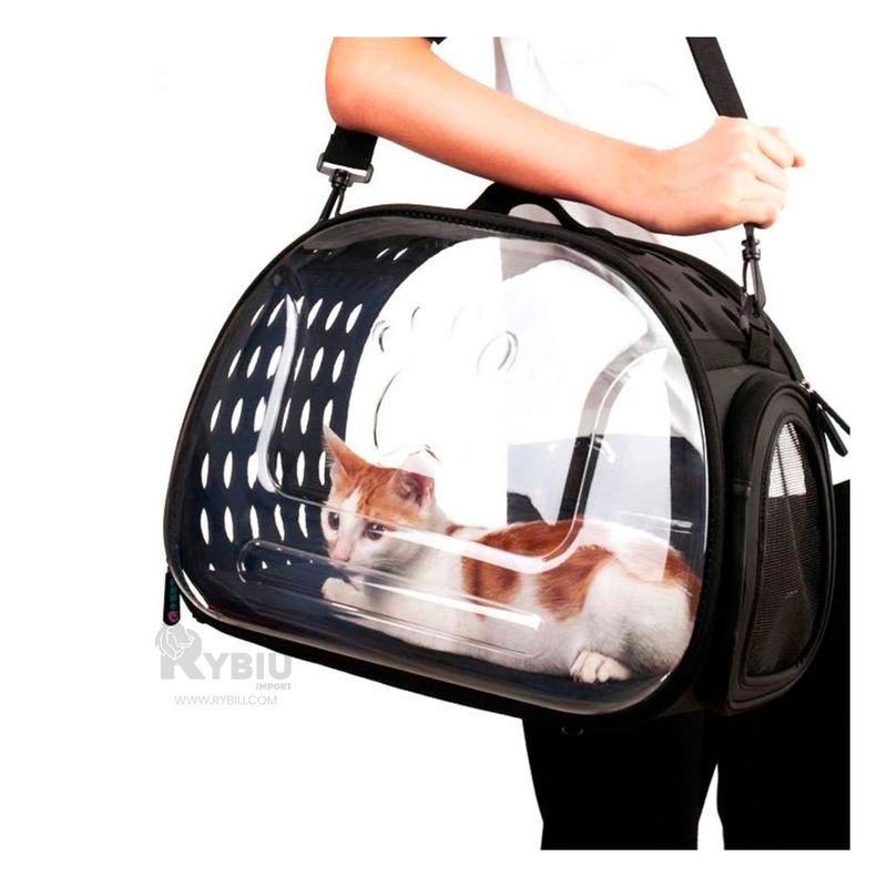 RYBIU IMPORT - Maletin Innovador para Mascotas en Negro Y+Regalo Stickers