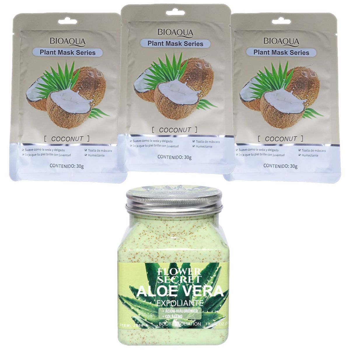 BIOAQUA - MASCARILLA FACIAL BIOAQUA COCO + EXFOLIANTE ALOE