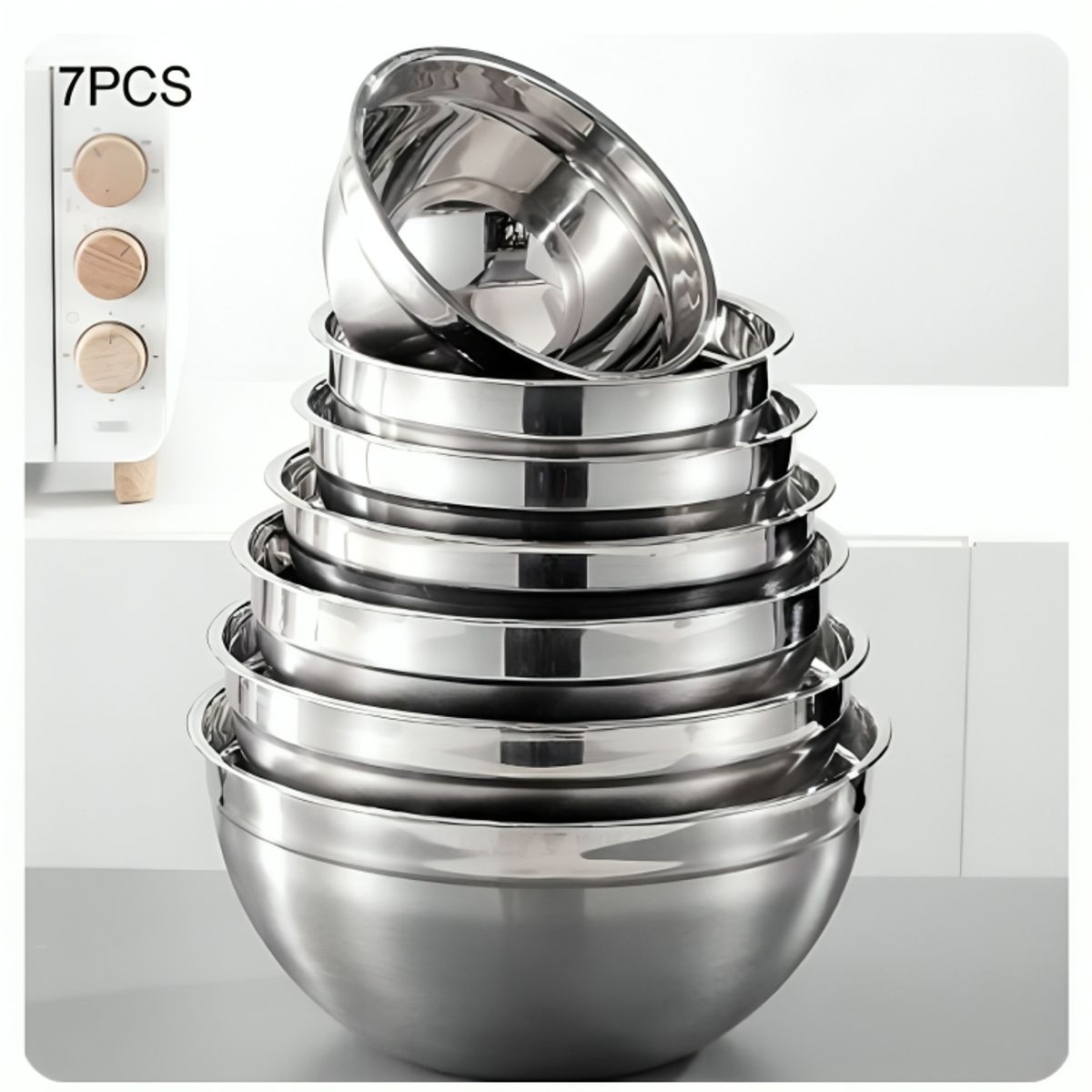 GENERICO - Set de 7 Bowls de Acero Inoxidable para Almacenamiento de Alimentos