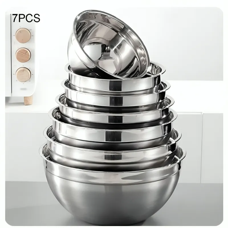 GENERICO - Set de 7 Bowls de Acero Inoxidable para Almacenamiento de Alimentos