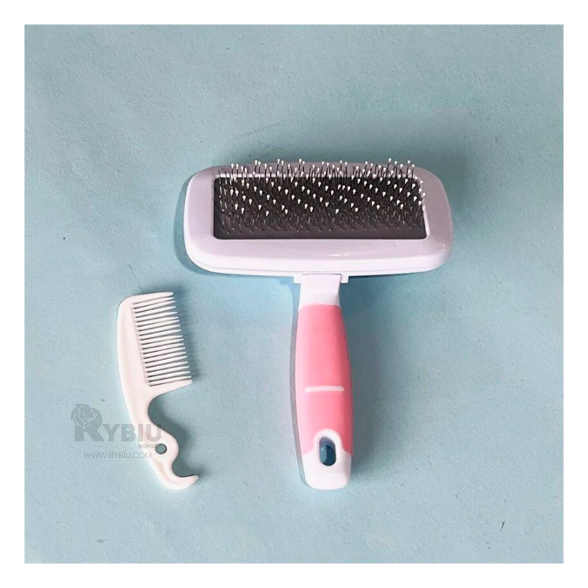 GENERICO - Kit de Cepillo y Peine para Mascotas en Color Rosado