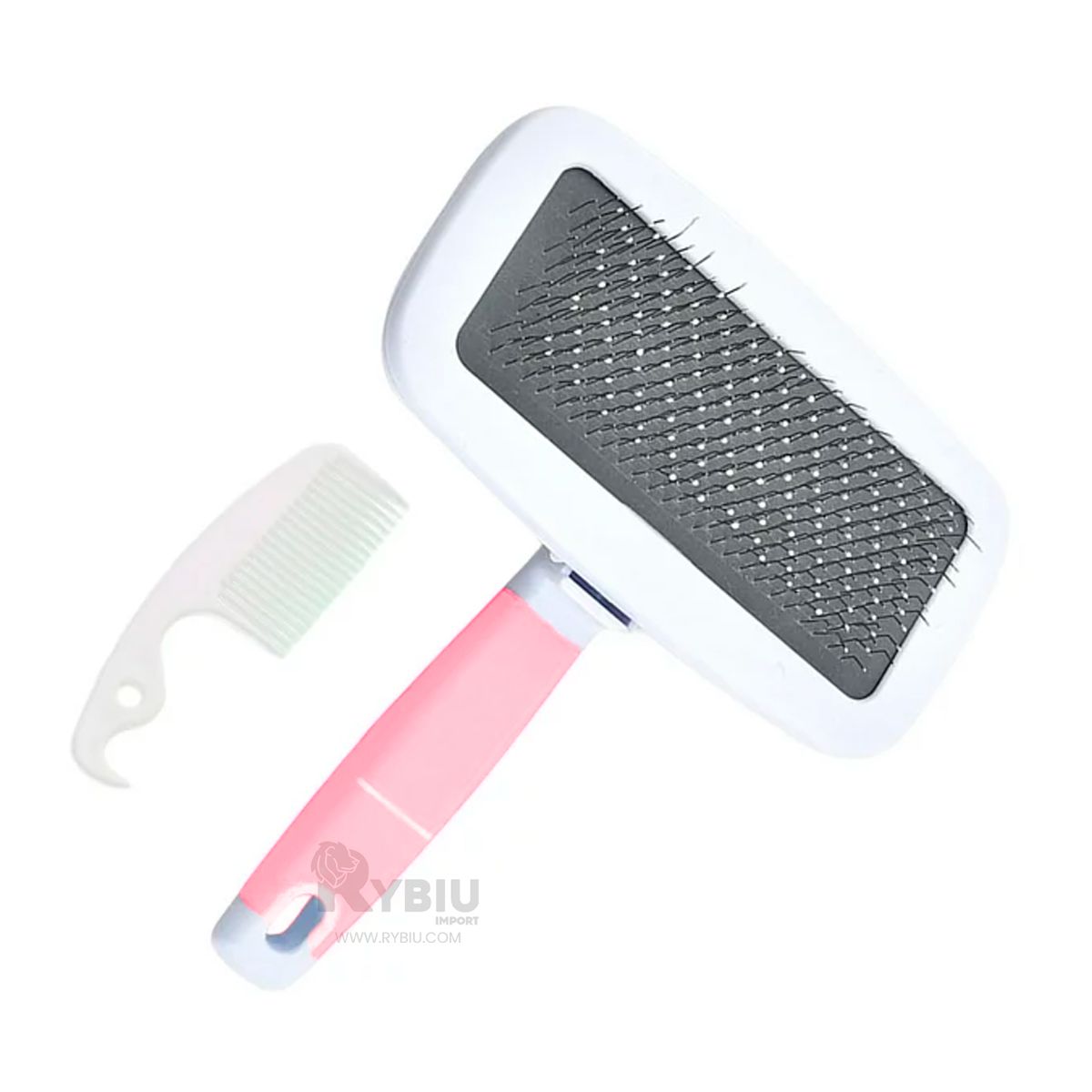 GENERICO - Kit de Cepillo y Peine para Mascotas en Color Rosado