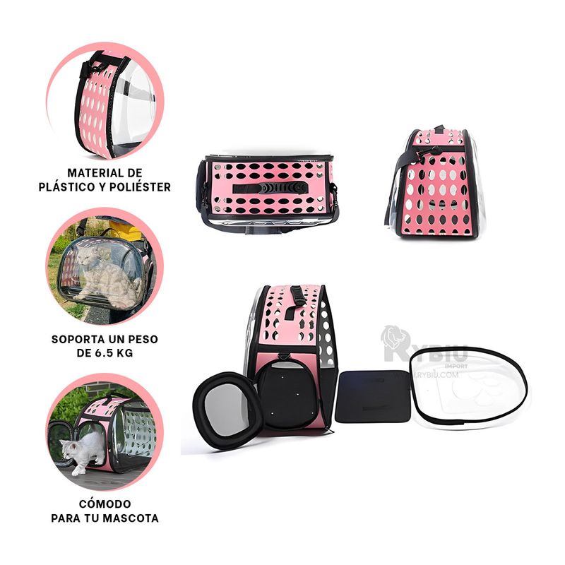 GENERICO - Jaula de Transporte de Perro Rosa Y+Regalo Ligas para Peinar