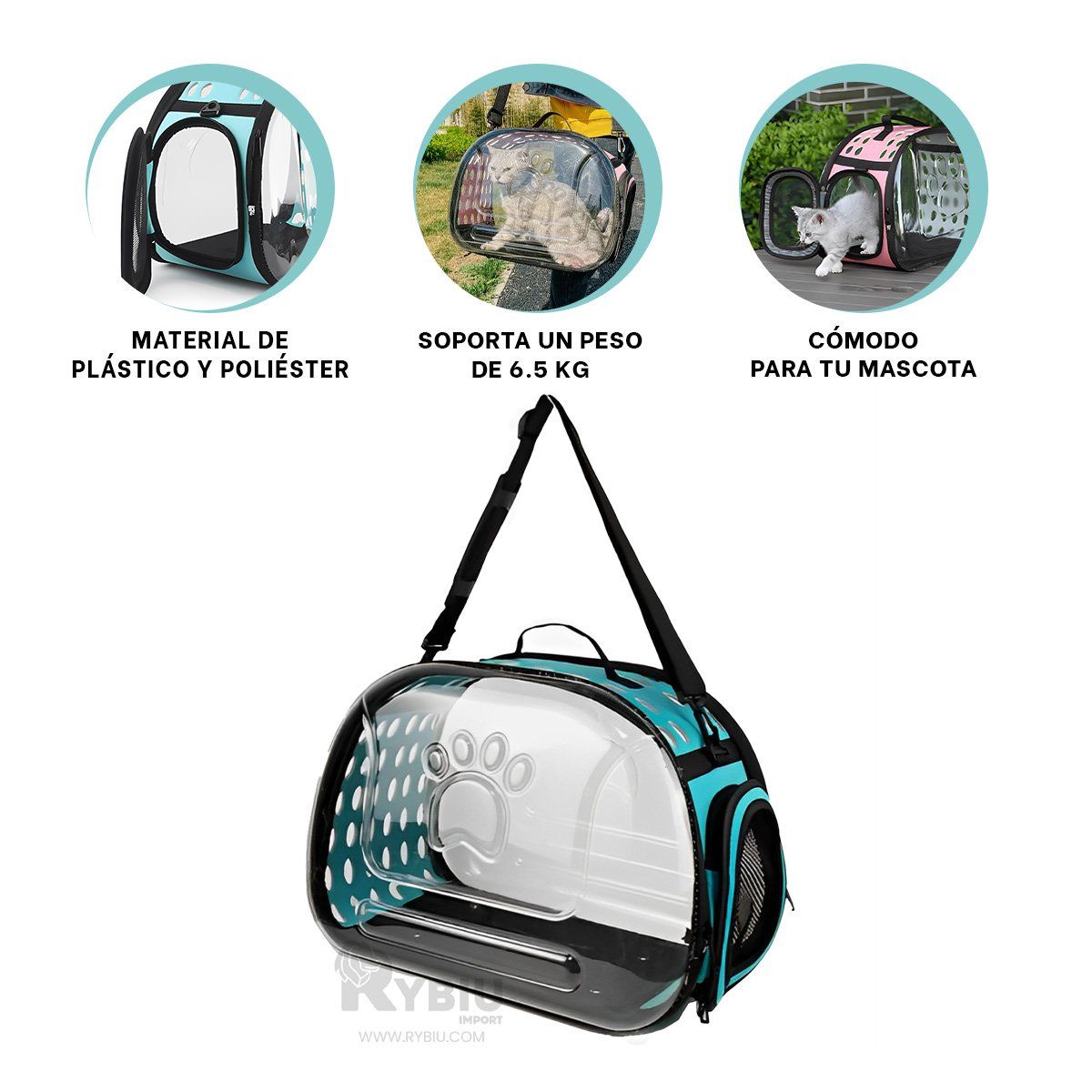 GENERICO - Maletin para Transportar Gatos Color Celeste Y+Gift Stickers