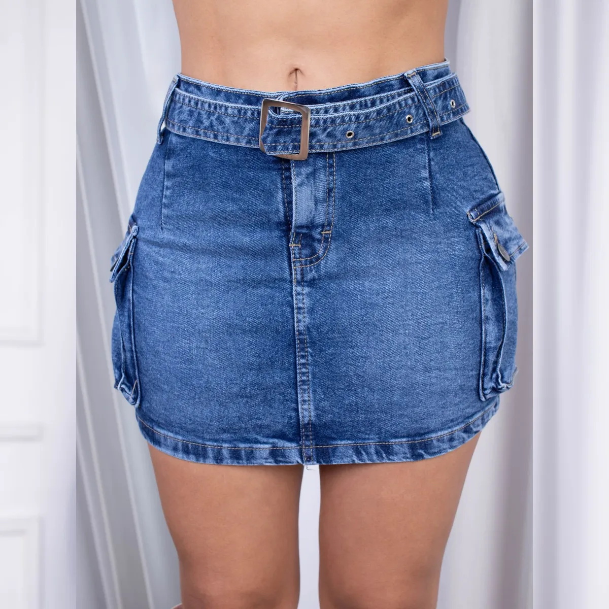 BENCUS JEANS - Falda Corta Mujer con Correa Bratz