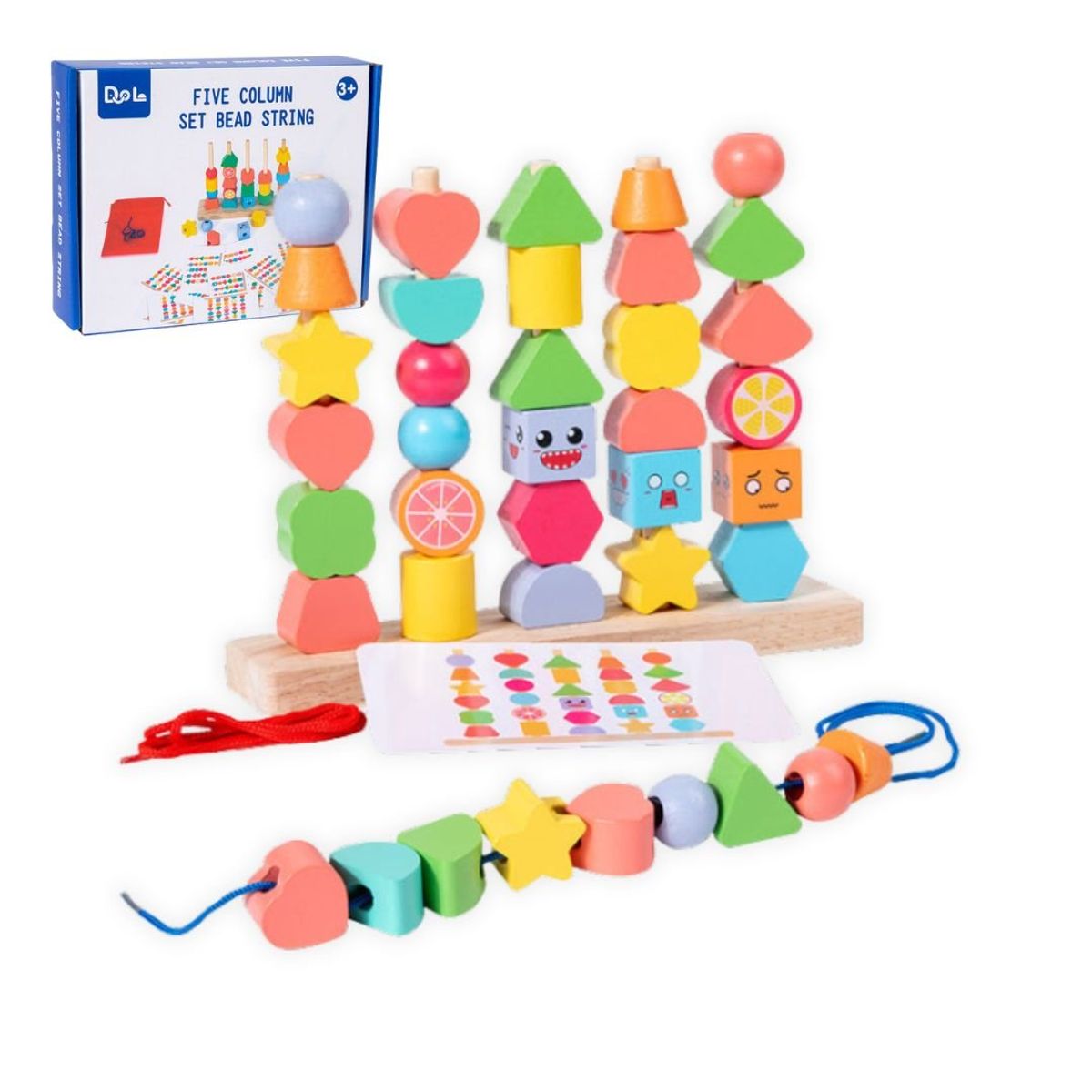 GENERICO - Juego De Apilar Y Clasificar Formas Y Cuentas Montessori X5