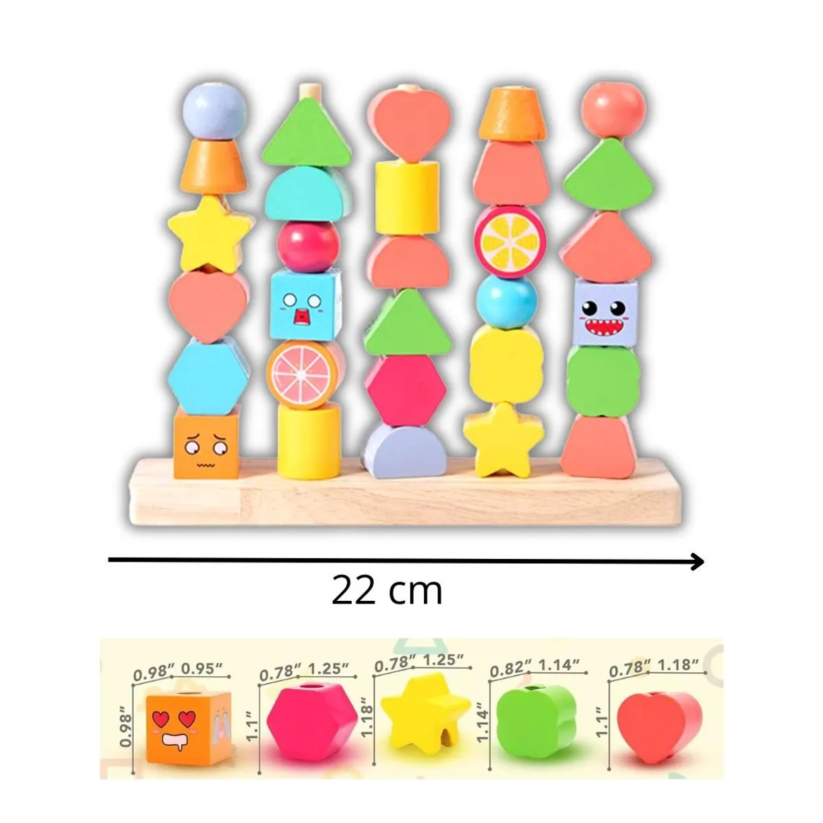 GENERICO - Juego De Apilar Y Clasificar Formas Y Cuentas Montessori X5